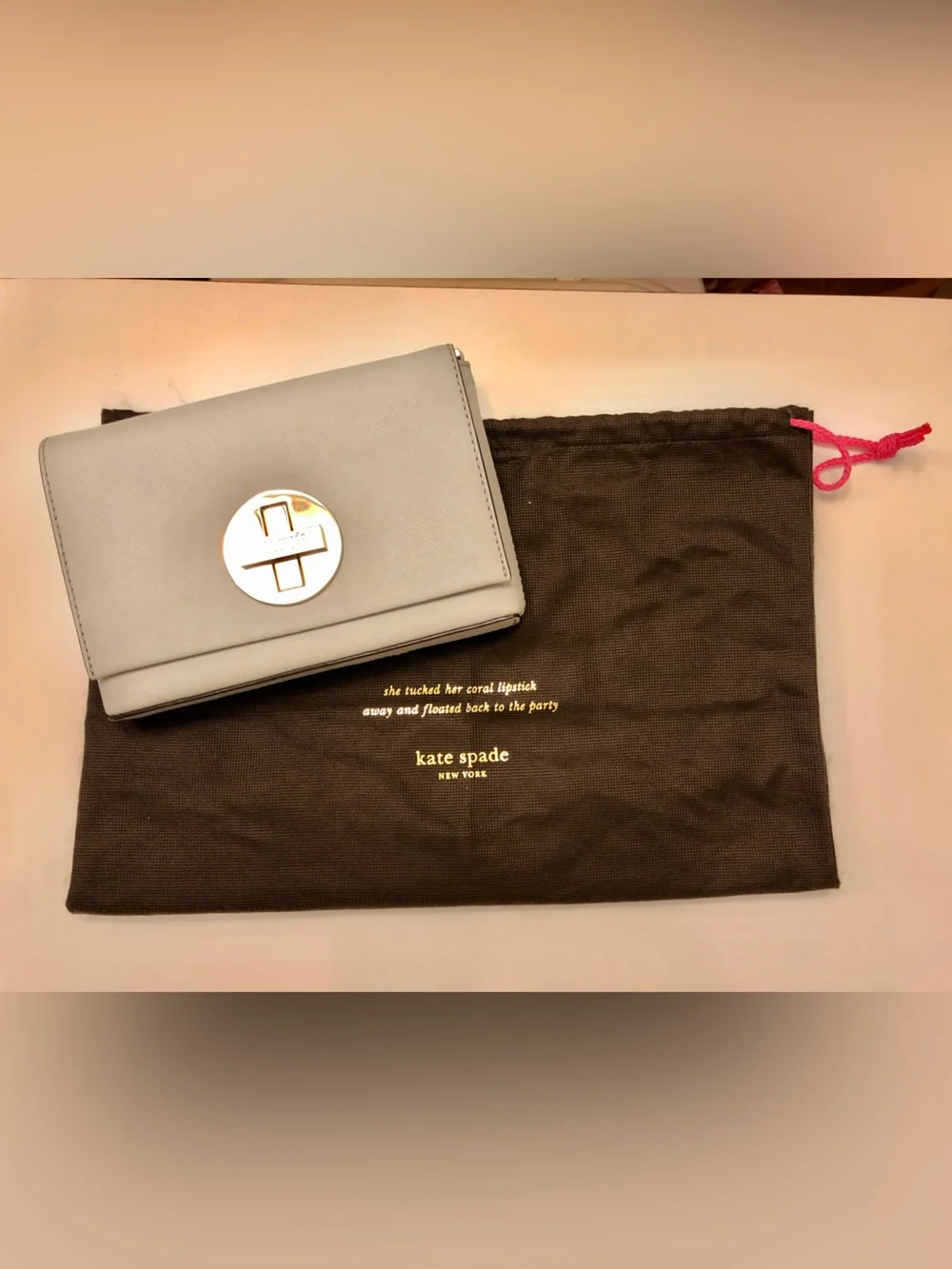 Kate Spade Light Gray Leather Crossbody